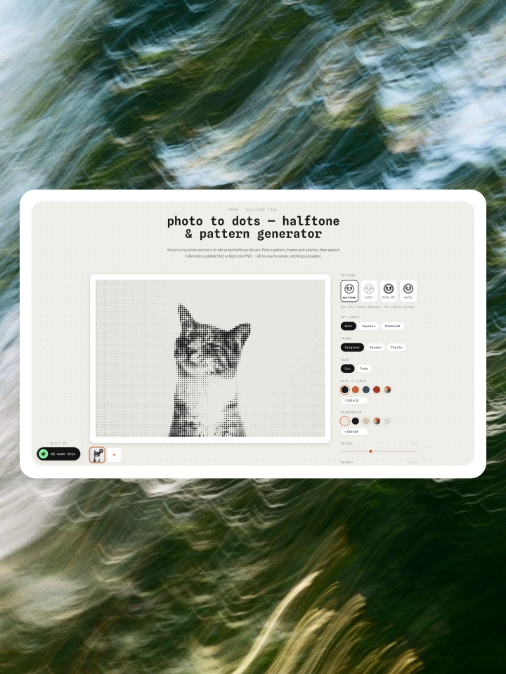Halftone Generator — photo to dots halftone and pattern generator